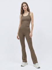 Form Department women's Ribbed Flare Legging in Brown