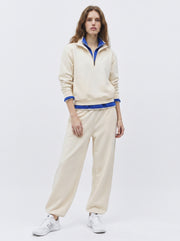 Form Department women's Contrast-Trim Half-Zip Pullover in Cream