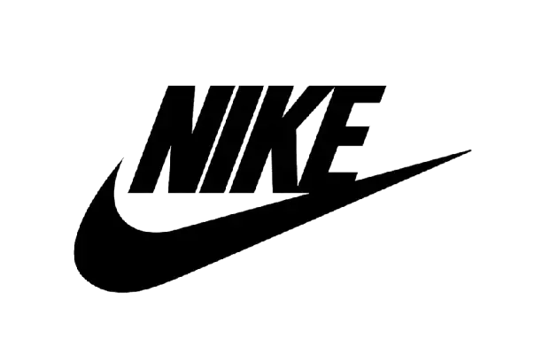 Black Nike logo on a white background